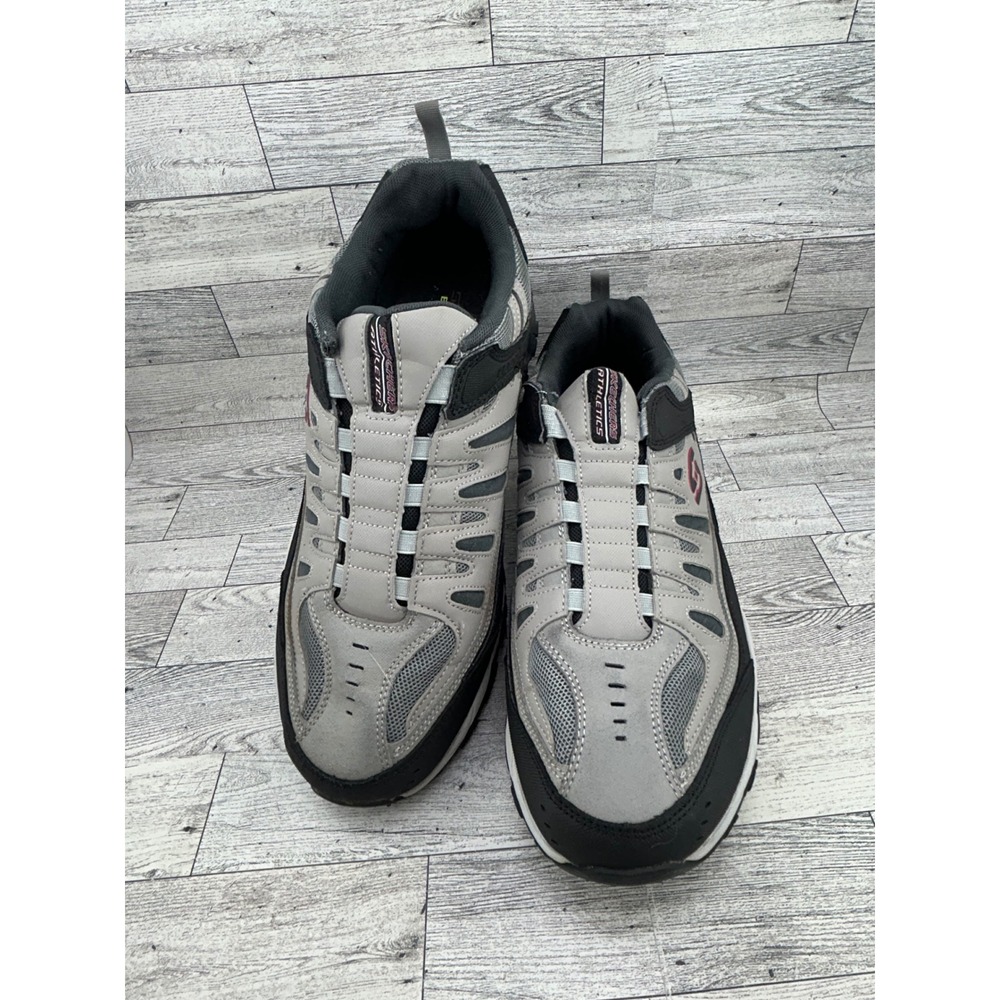 Skechers‎ Athletics 51866EWW Men Sz 13 Gray Black Leather Walking Shoes Sneaker